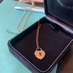 Tiffany diamond heart lock necklace in rose gold